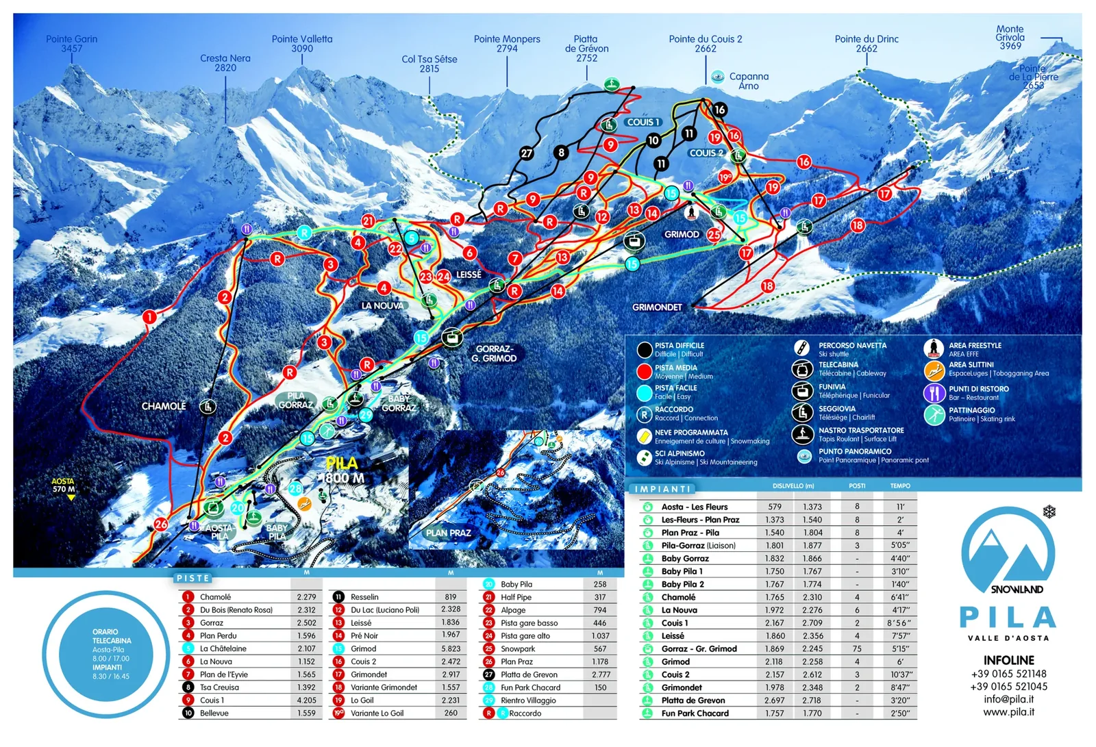 Pila ski resort trail map