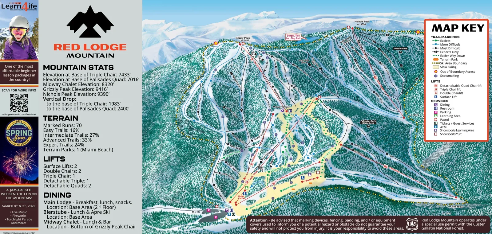 Схема склонов курорта Red Lodge Mountain