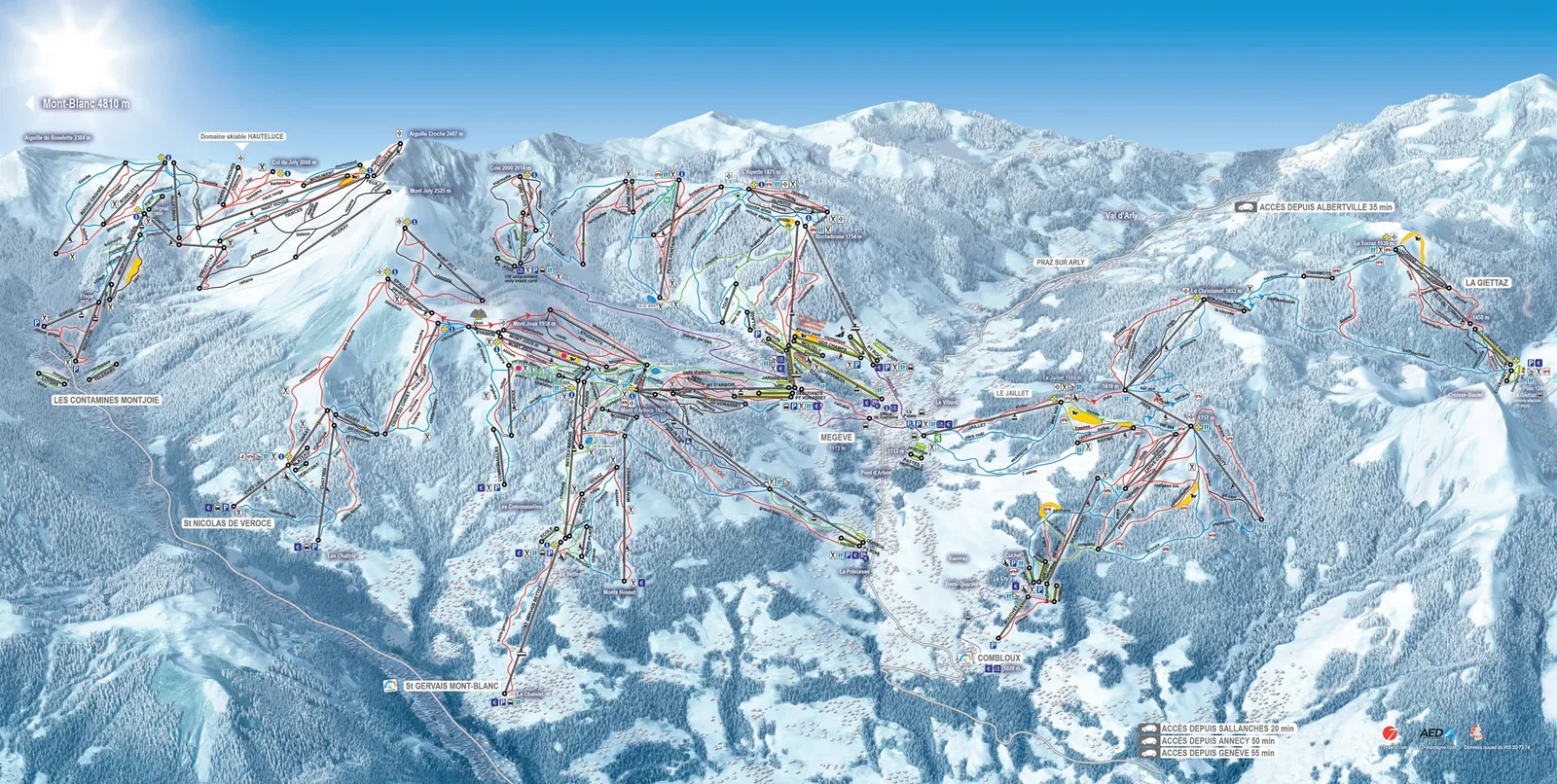 Saint Gervais Mont-Blanc ski resort trail map