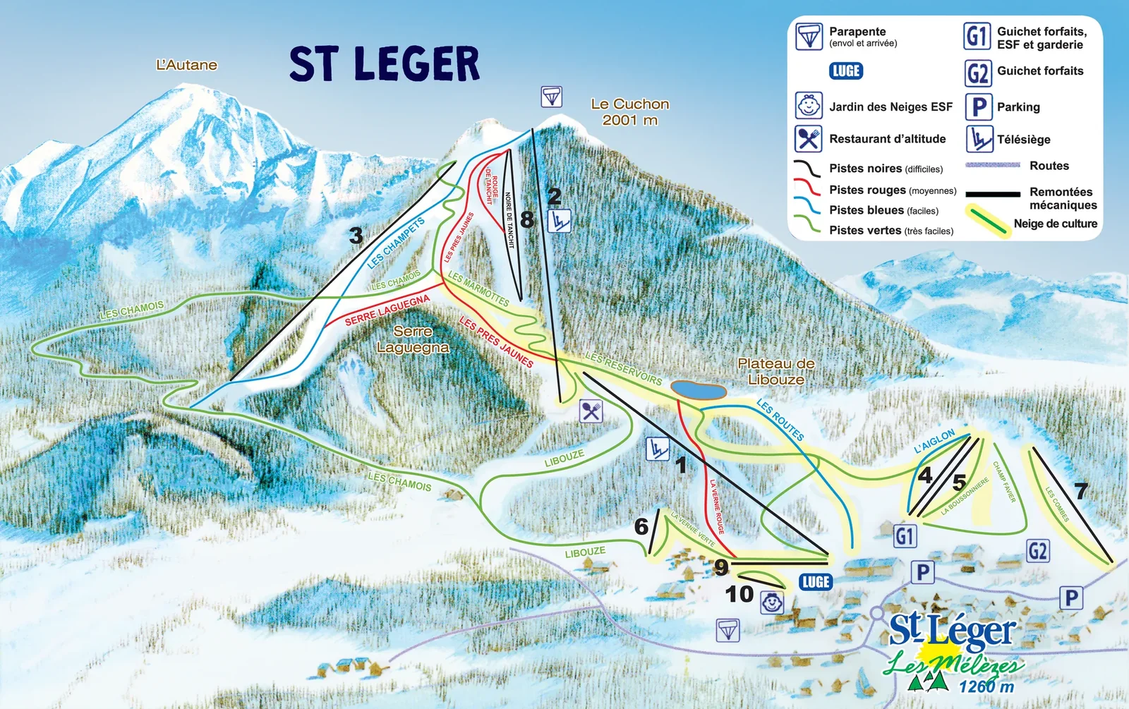 Saint Léger les Mélèzes ski resort trail map
