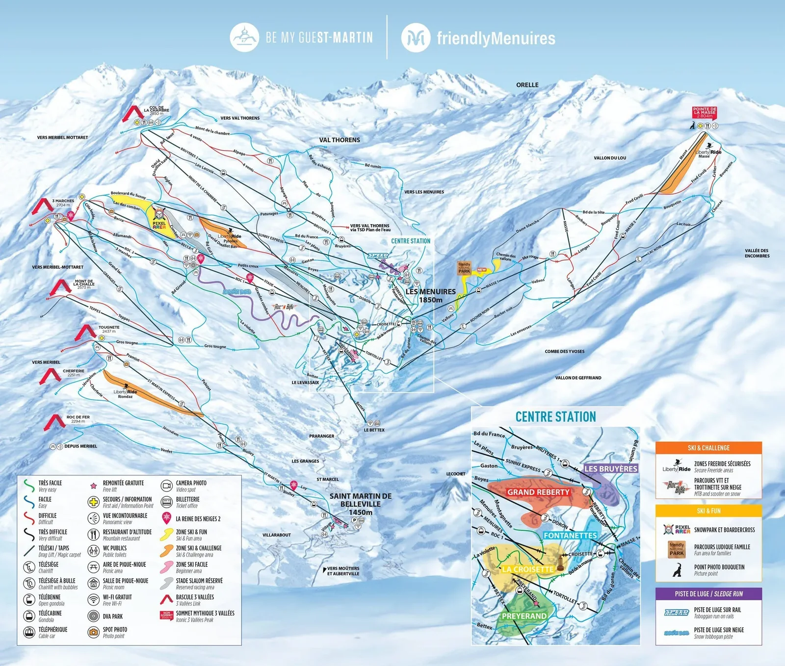 Saint Martin de Belleville ski resort trail map