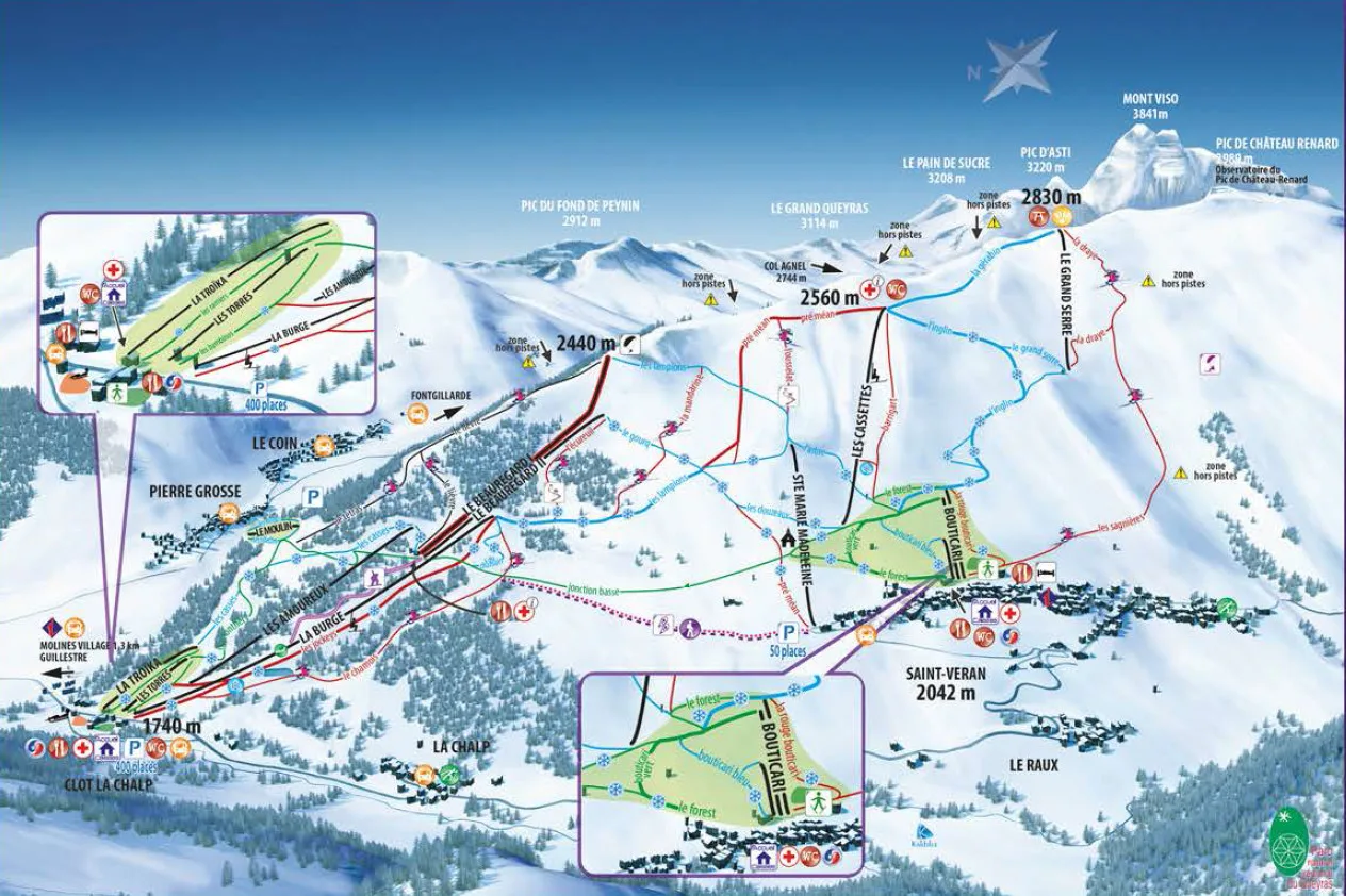 Saint Véran ski resort trail map