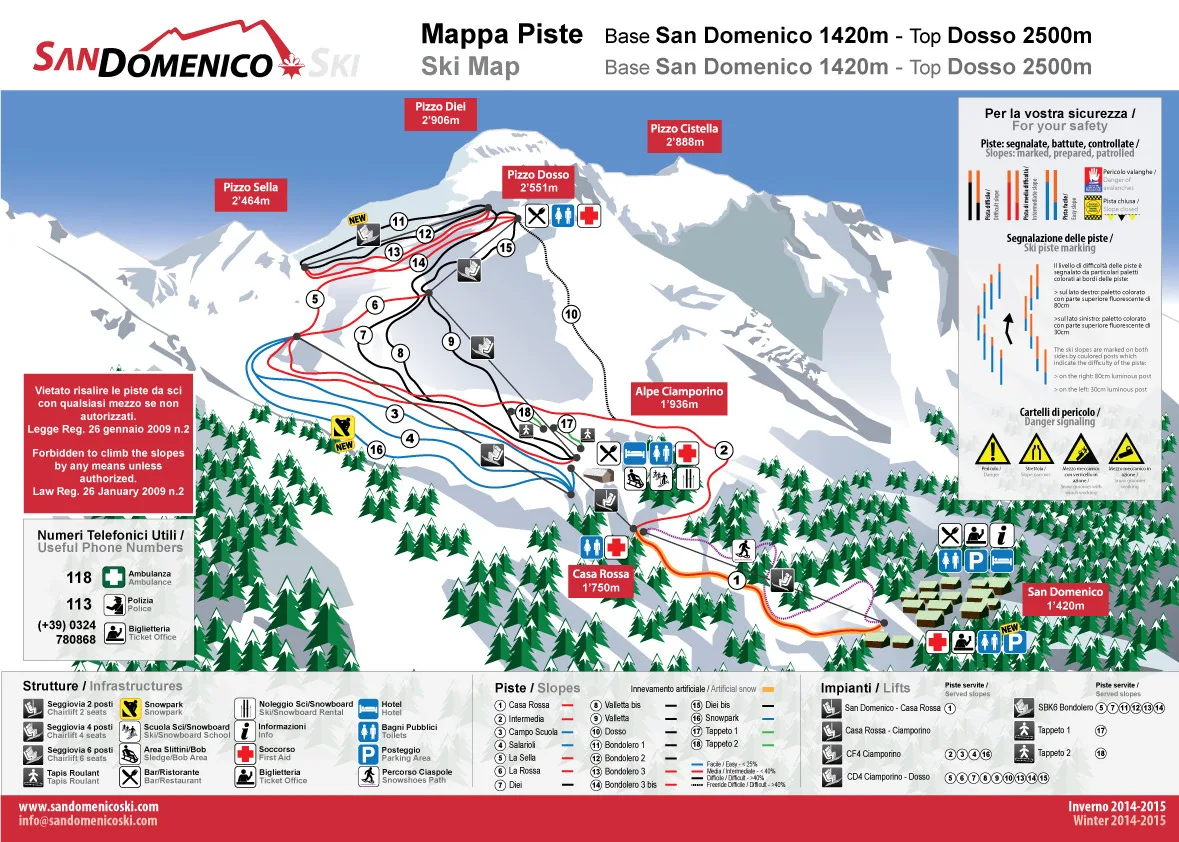 San Domenico di Varzo ski resort trail map