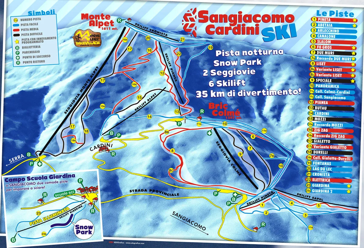 Sangiacomo di Roburent ski resort trail map