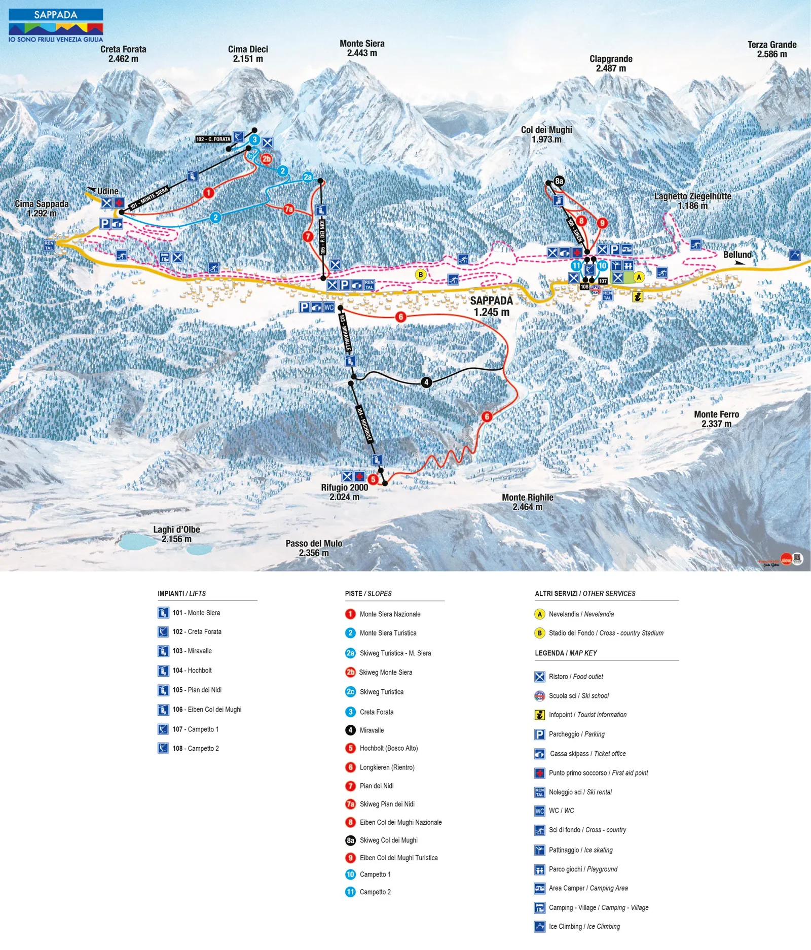 Sappada ski resort trail map