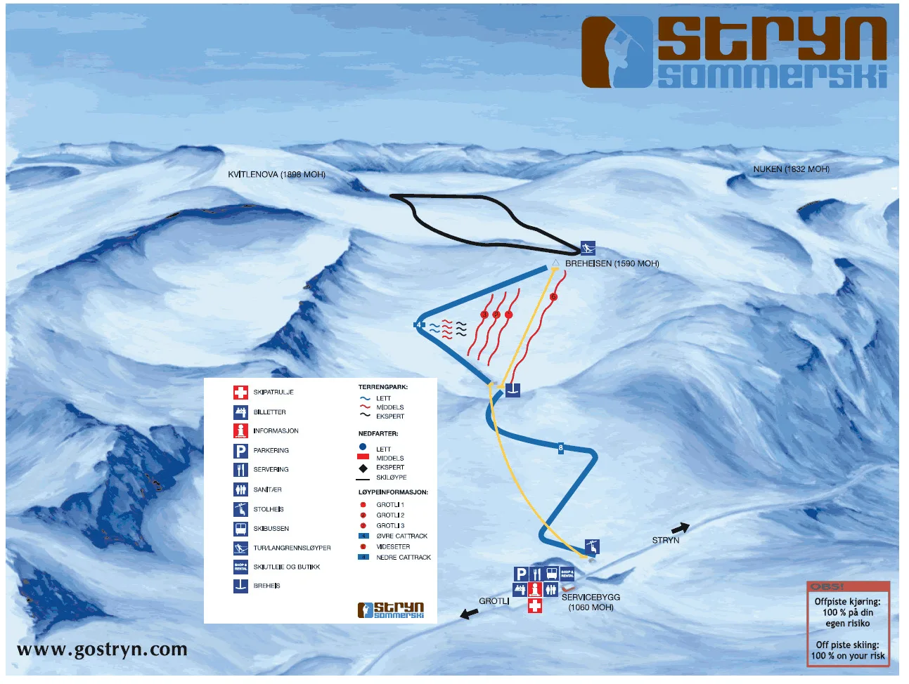 Схема склонов курорта Stryn Glacier Ski
