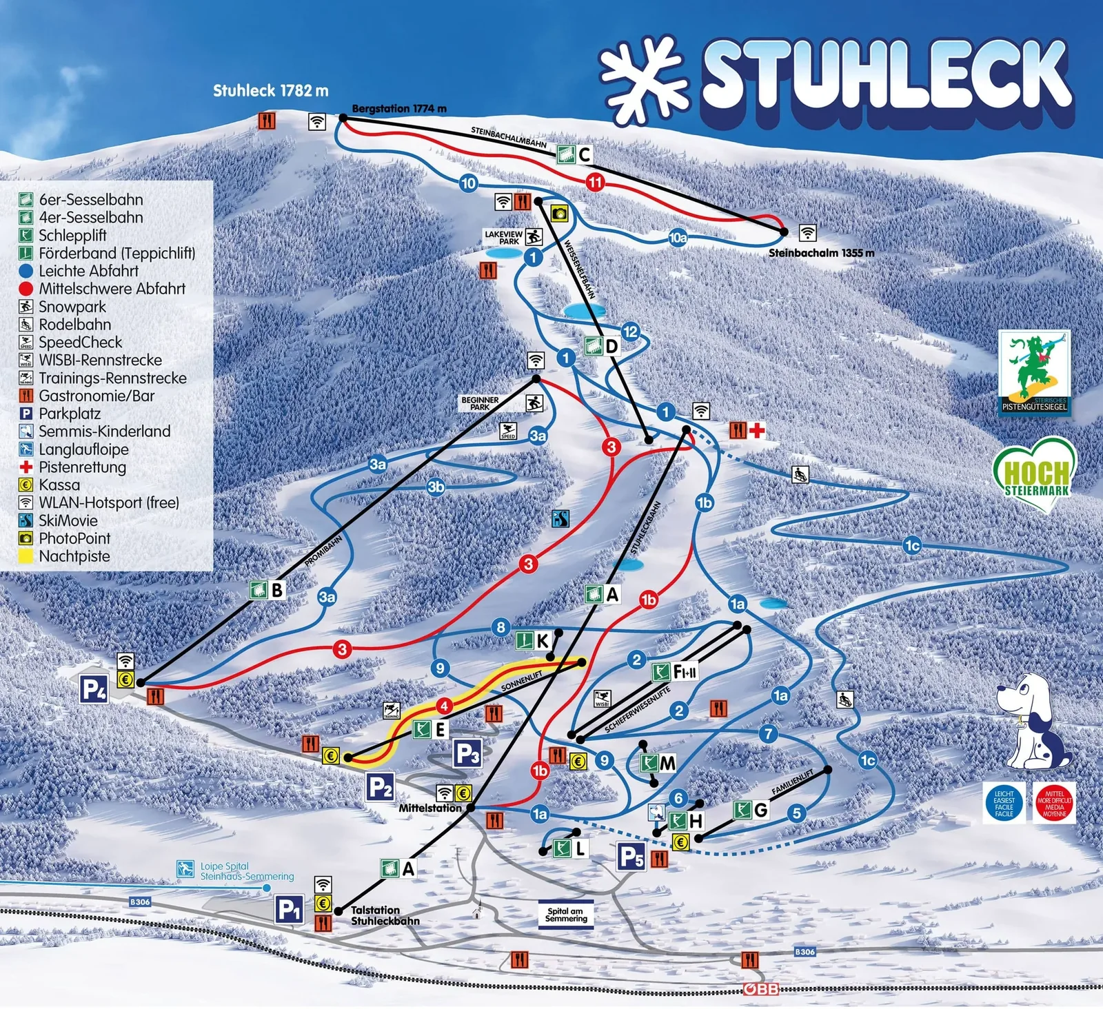Схема склонов курорта Stuhleck - Semmering