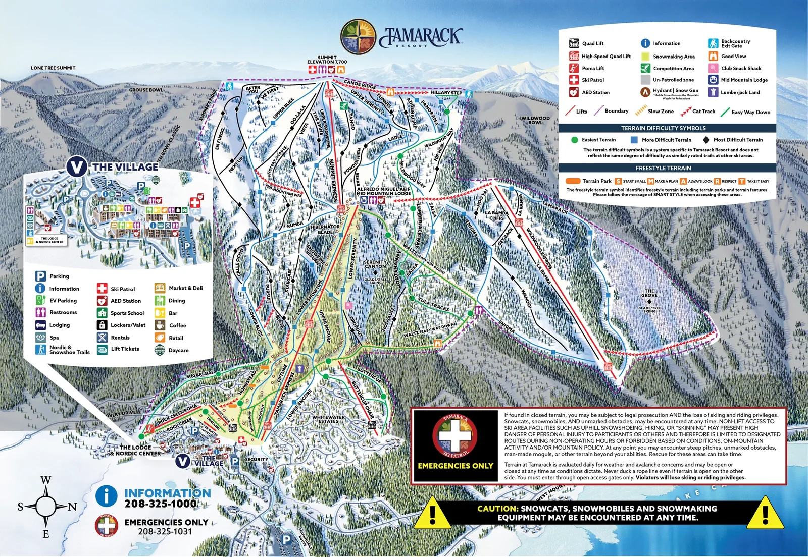 Схема склонов курорта Tamarack