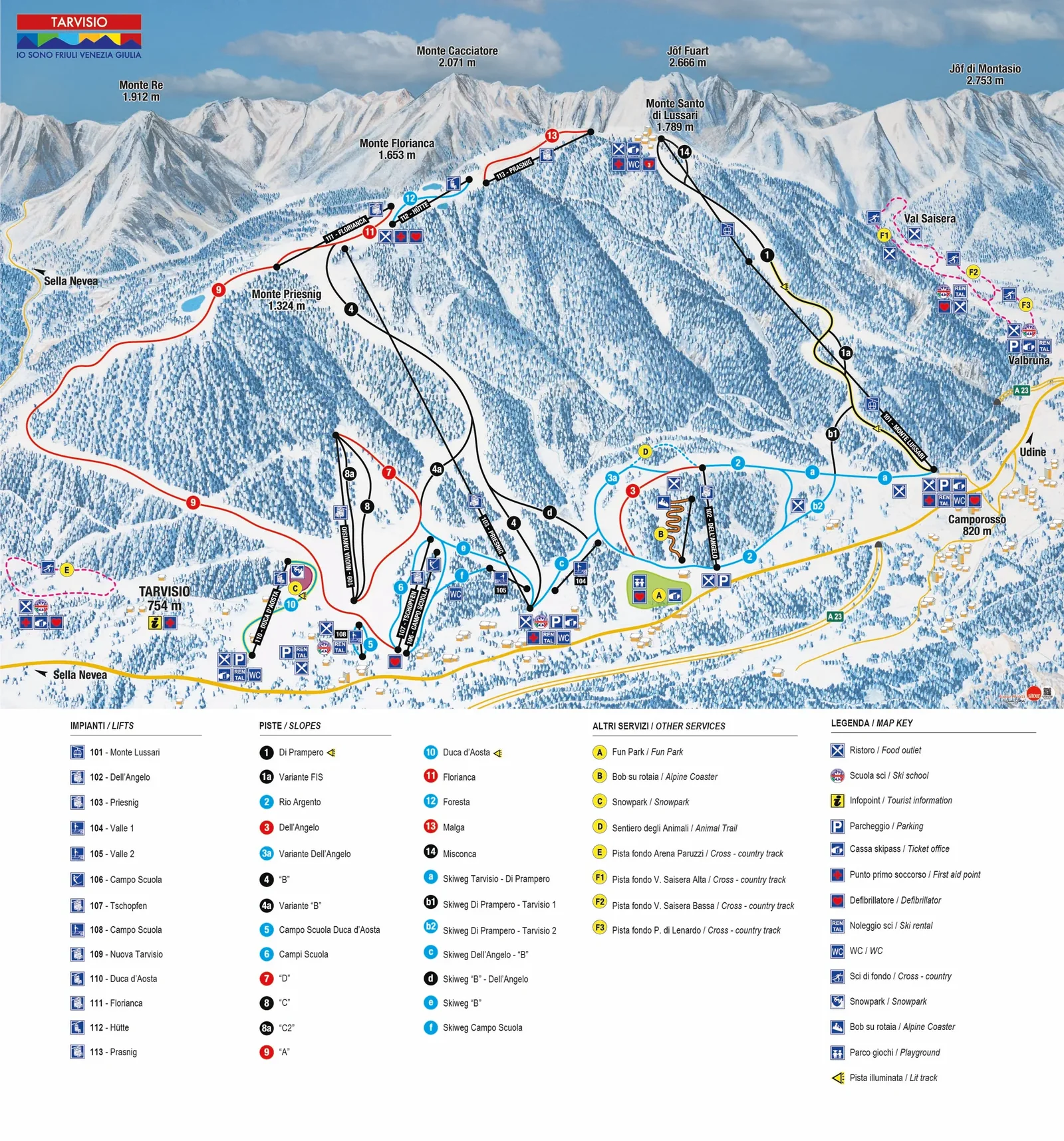 Tarvisio ski resort trail map