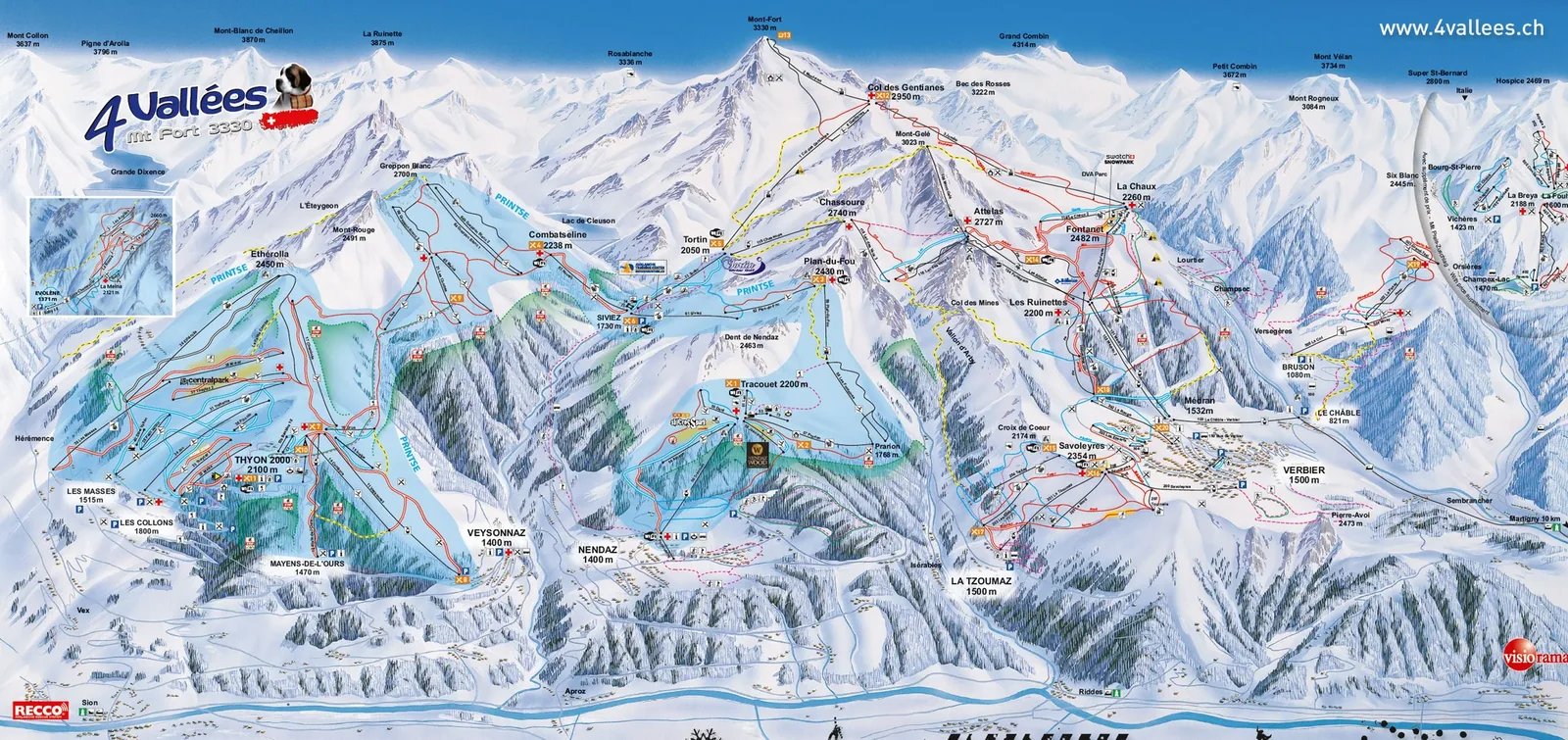Thyon 2000 ski resort trail map