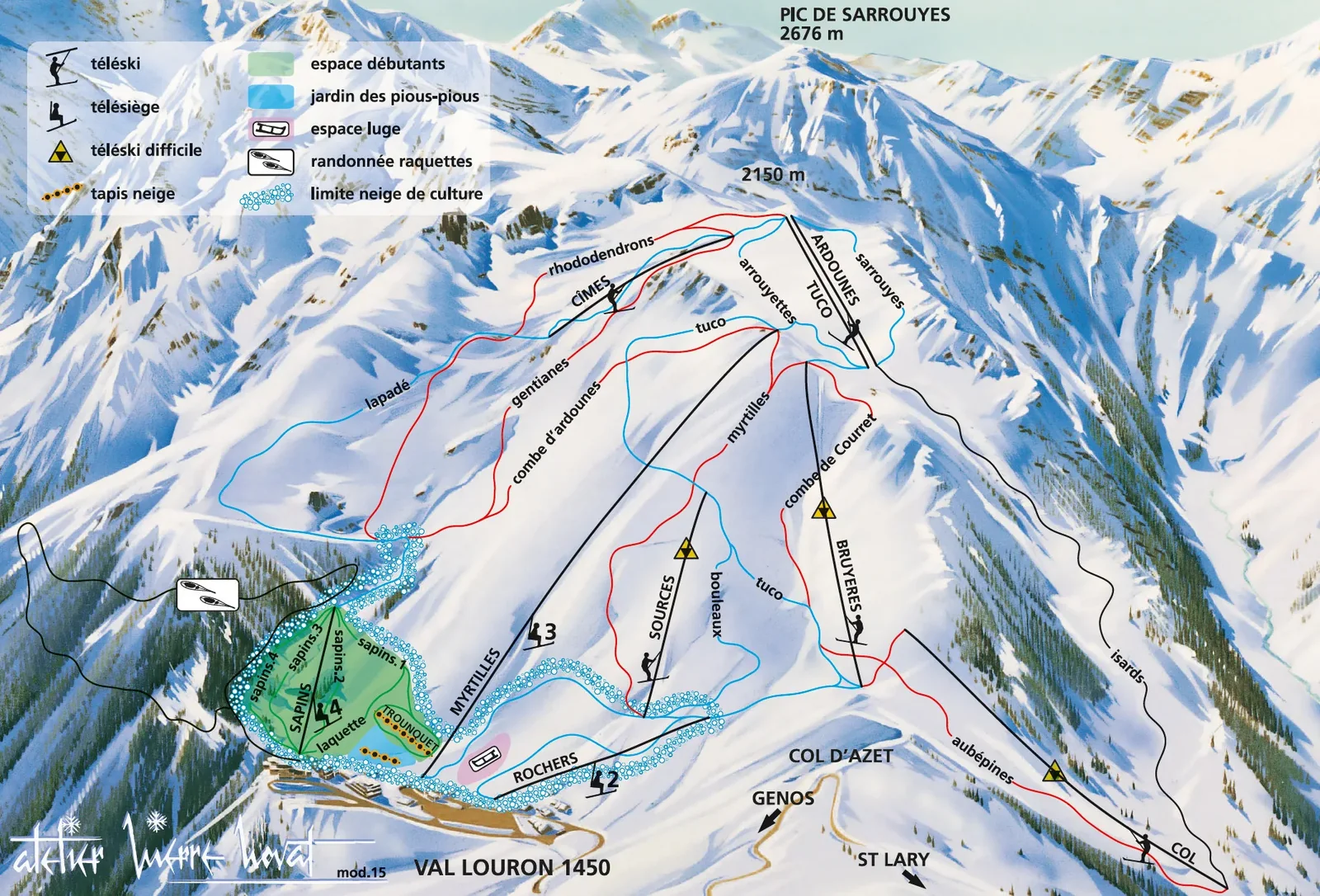 Val Louron ski resort trail map