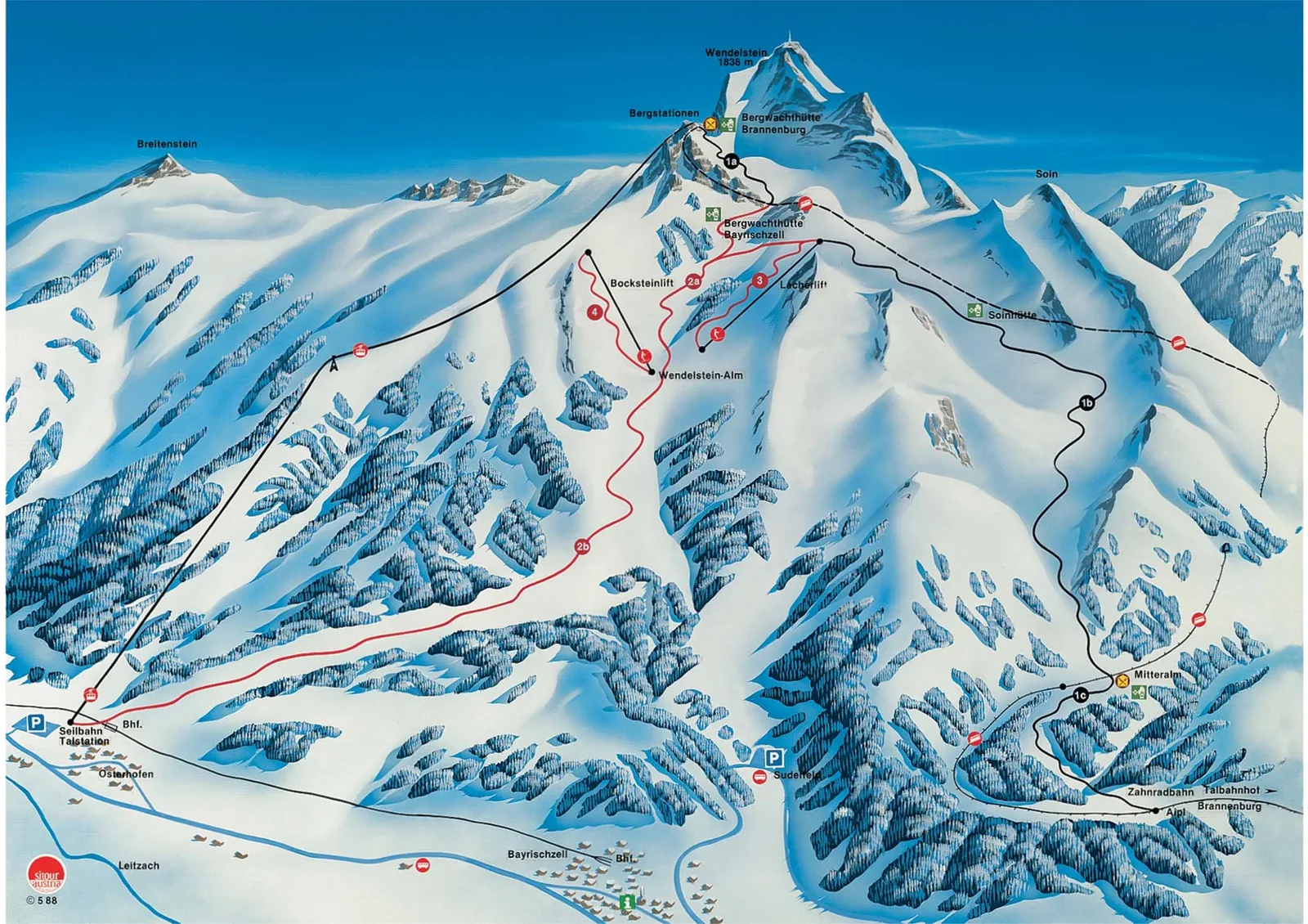 Схема склонов курорта Wendelstein